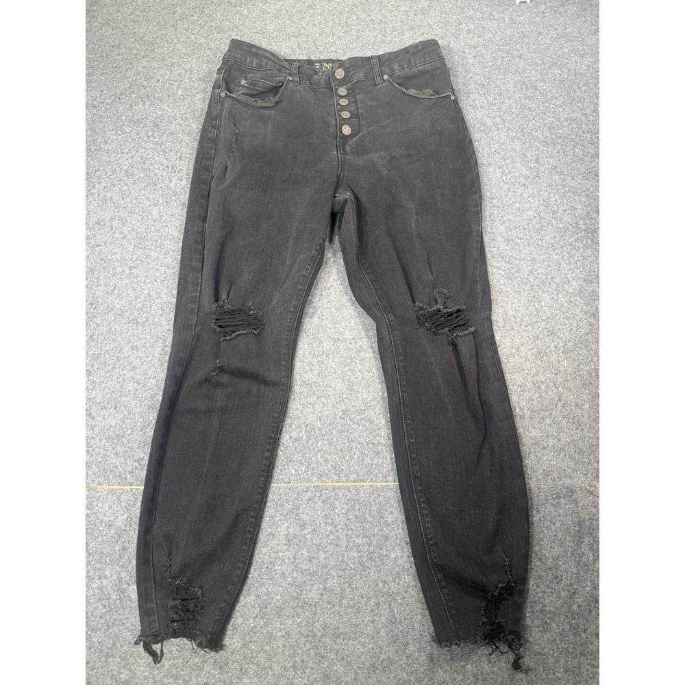 Indigo Rein Distressed Button Fly Skinny‎ Jeans Size 15/31